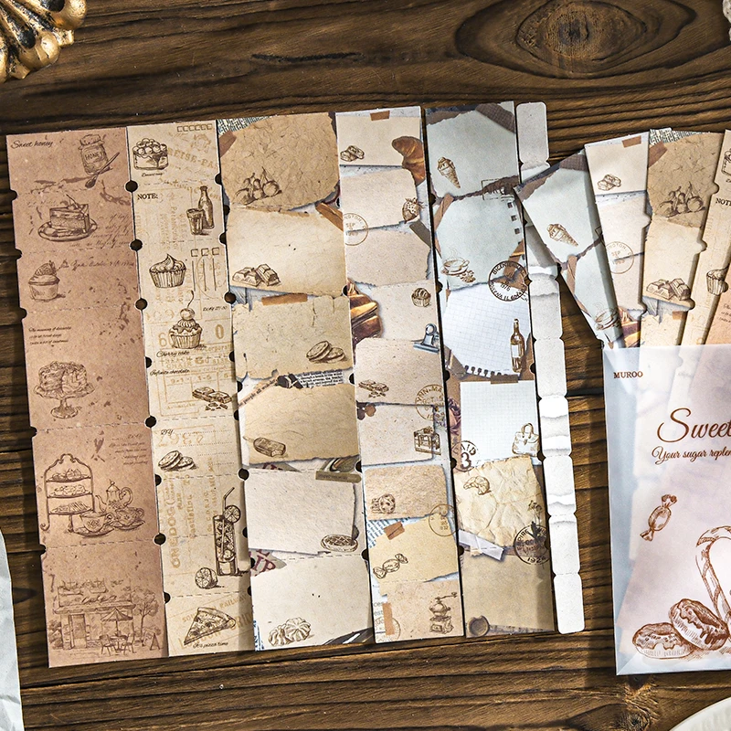 12pcs Retro Strip Label Material Paper Creative Handbook Collage DIY Junk Journal Scrapbook Material Aesthetic Craft Paper
