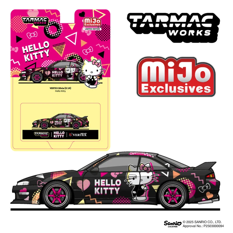 

TW In Stock 1:64 Vertex Nissan Silvia S14 Sanrio Hello Kitty Diecast Car Model Collection Toys Tarmac Works