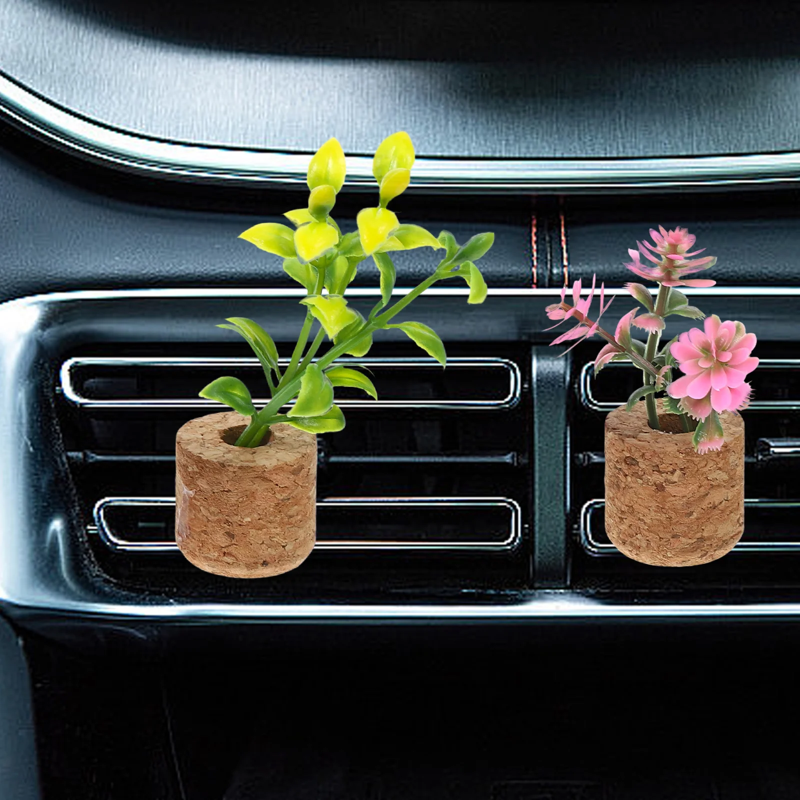 

4Pcs Car Air Conditioning Vent Decoration Artificial Plant Design for Car Interior Sophisticated Look Easy to Install Compact