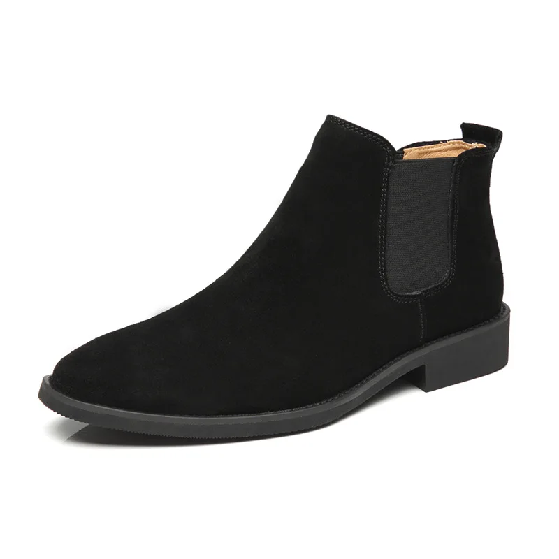 England style mens casual chelsea boots slip-on cow suede leather shoes breathable cowboy ankle boot streetwear short botas male