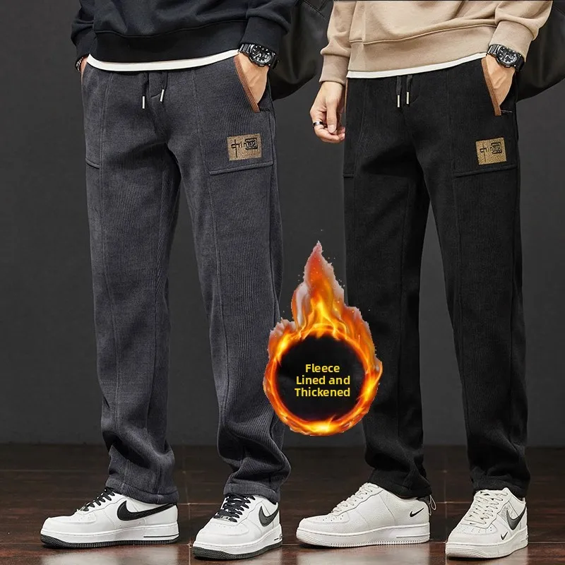 

2025 New Men's Thiened Corduroy Casual Pants Loose Fit Autumn Winter Warm Leisure Trousers for Working And Daily Wear