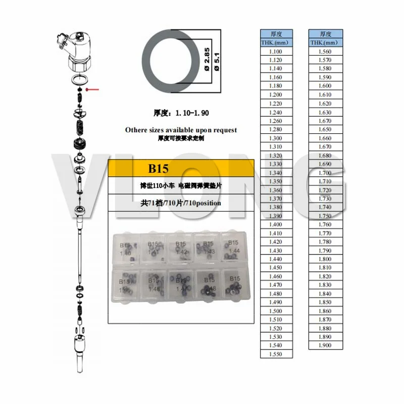 50PCS B15 Fuel Injector Nozzle Adjusting Shims Size 8.40mm-8.49mm Auto Diesel Injection Valve Gaskets Washer For BOSCH Sprayer