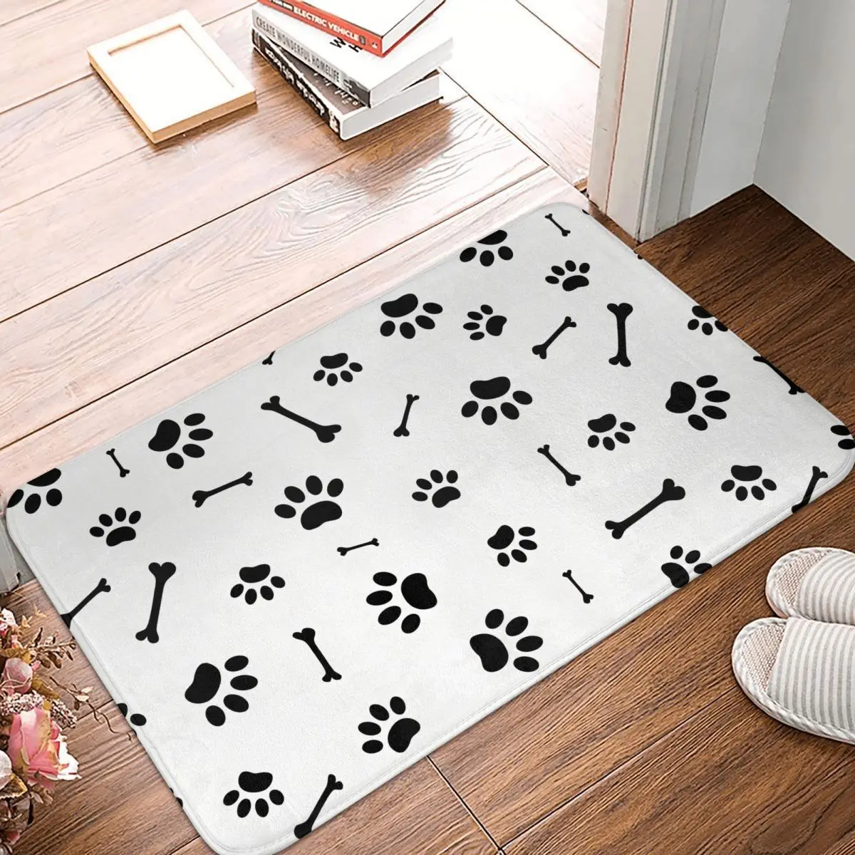 Dog Paw FootPrint Bones 2 Doormat Anti-Slip Entrance Kitchen Bath Floor Door Mat Bedroom Balcony Carpet Rug