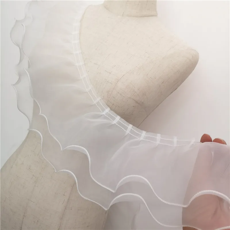 10 Yards/Packung. Hochwertige Spitze für Hochzeitskleider, doppellagiger Organza-Gürtel mit Wellenschliff, Spitzenzubehör RS24573 – Detail 26