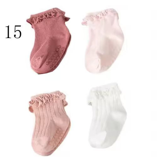 4Pair/lot new baby children's non-slip autumn winter cotton socks solid color baby foot socks - Image 7