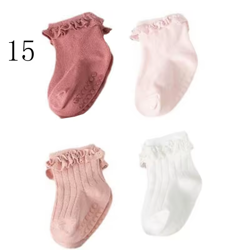 4Pair/lot new baby children's non-slip autumn winter cotton socks solid color baby foot socks - Image 7