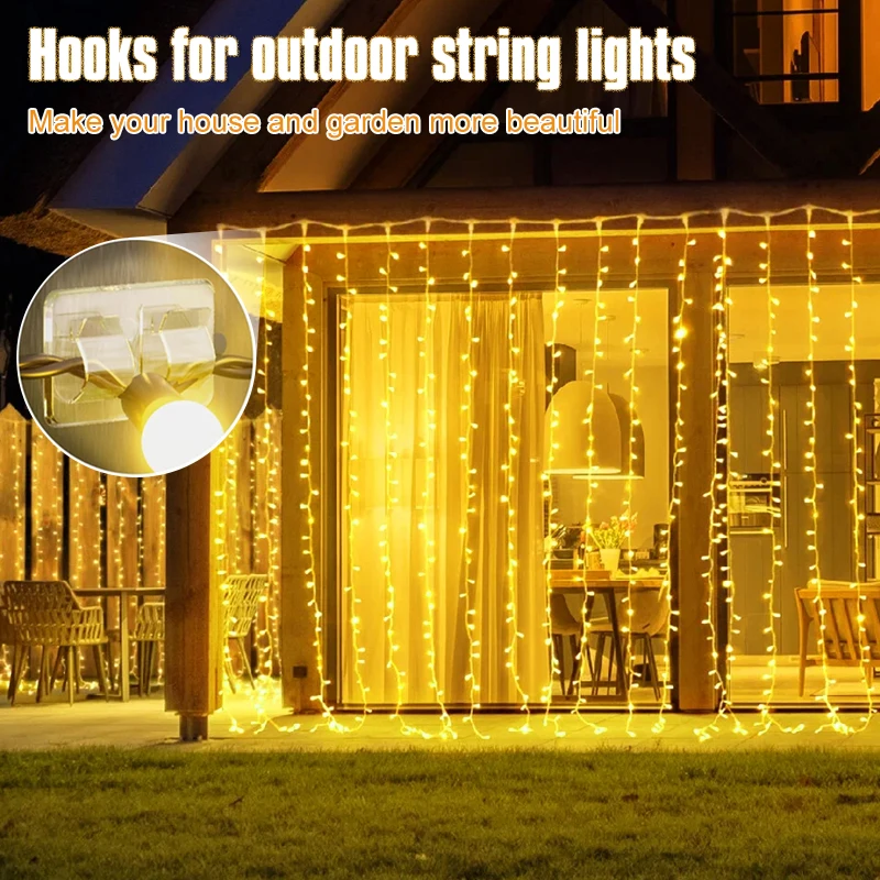 Outdoor String Light Hooks UV-Resistant Clear Sticky Cord Holders Outside Clear Cord Holders For Indoor Hanging Christmas Light