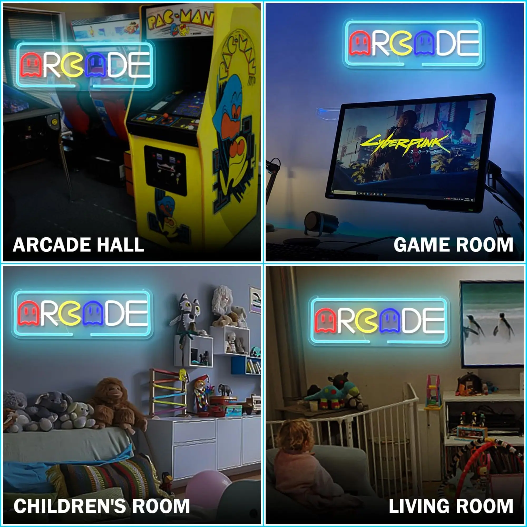 Arcade Neon Borden Voor Muur Decor Usb Led Licht Teken Voor Game Room Man Grot Slaapkamer Kid Kamer Neon Licht Cadeau Voor Gamer En Tiener