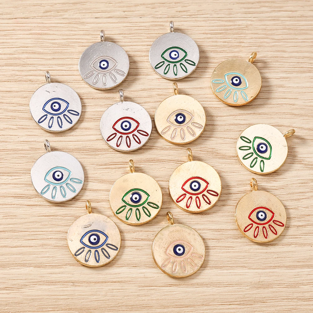 Tusember 10pcs 18x22mm Alloy Enamel Turkish Blue Evil Eye Charms for Pendants Earring Bracelet Jewelry Making DIY Accessories view 3