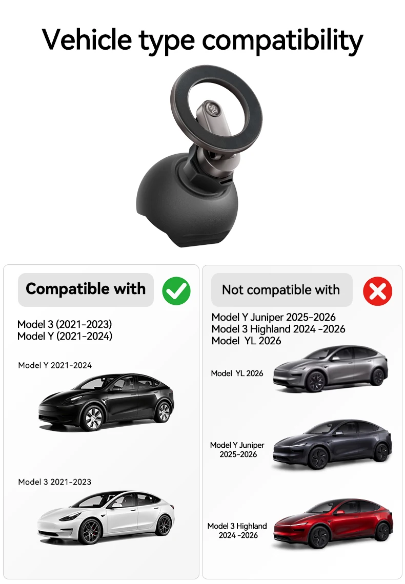YZ für Tesla Auto-Handyhalterung Modell 3 Y 2021-2024 Silikon Magnetische Handyhalterung Klappbare Halterung für ALLE Handy-Zubehörteile MagSafe – Detail 1