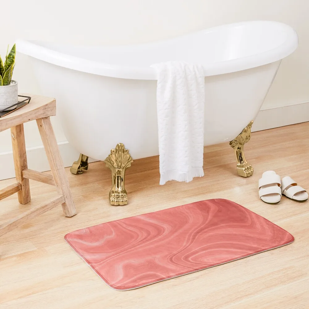 

Marble Agate Swirl (Pantone Living Coral) Bath Mat Carpet Bathroom Bathroom Kit Kitchen Carpet Bathroom Slip Mat