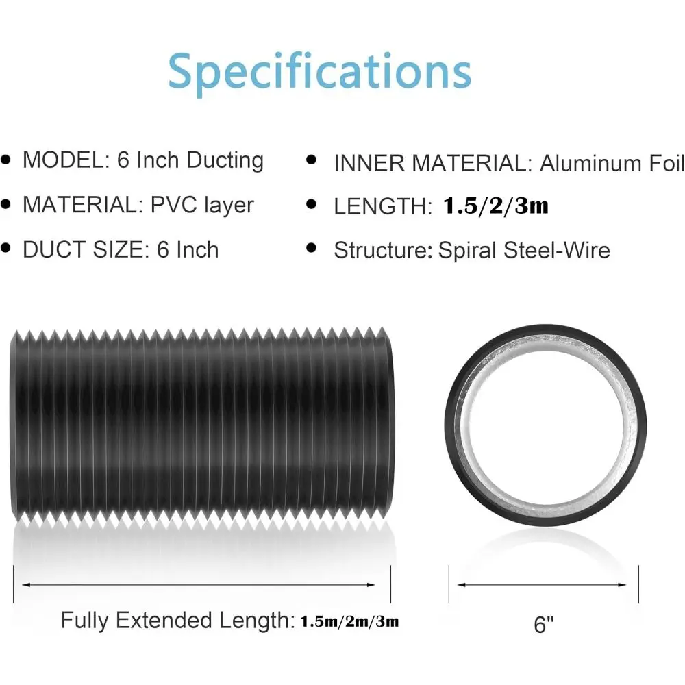 Professional 6 inch Dryer Vent Hose Insulated Heavy-Duty Air Ducting 3 Layer Protection Flexible Exhaust Pipe Heating Cooling view 3