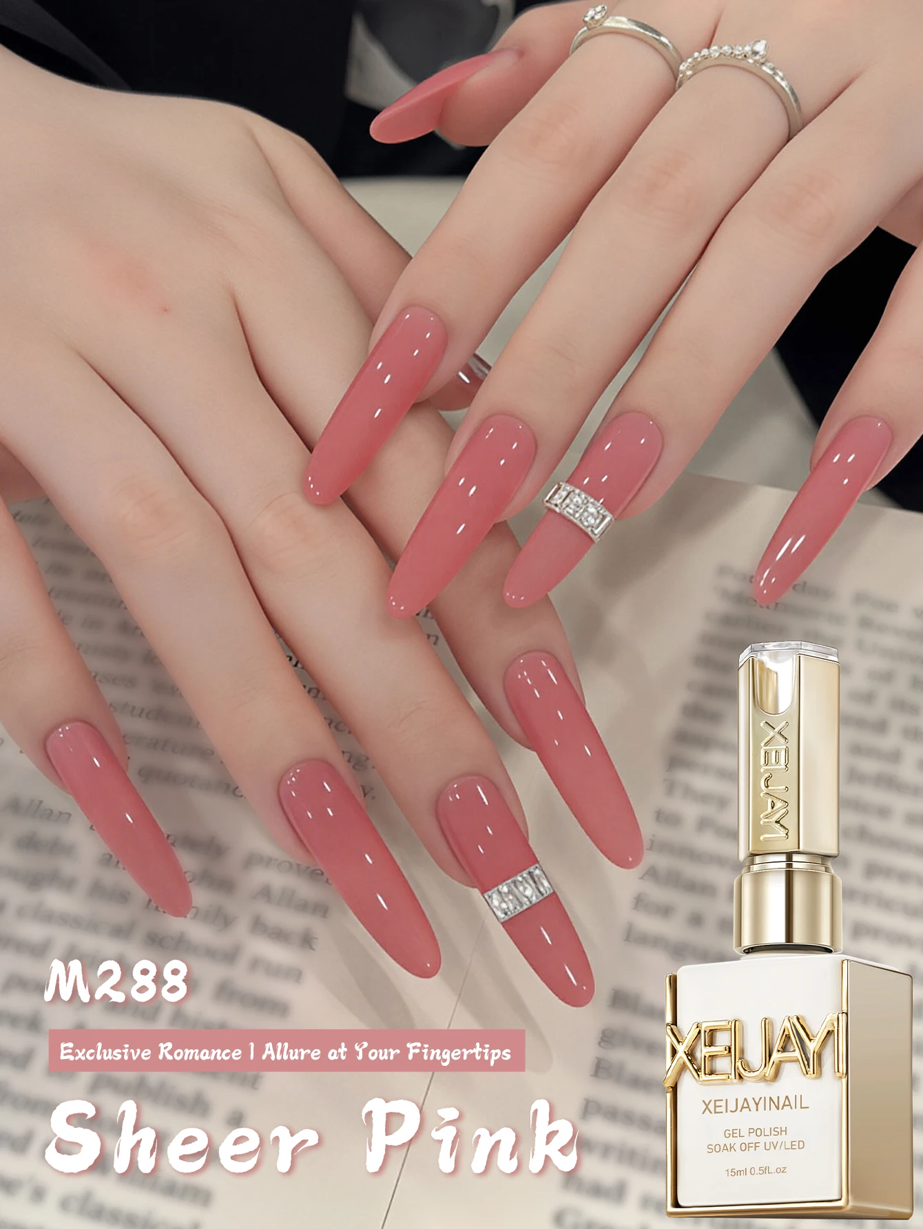 XEIJAYI 15ML 1pc Sheer Pink Gel Nail Polish, UV LED Immersion Nail Polish,Holiday DIY Nail Polish Design
