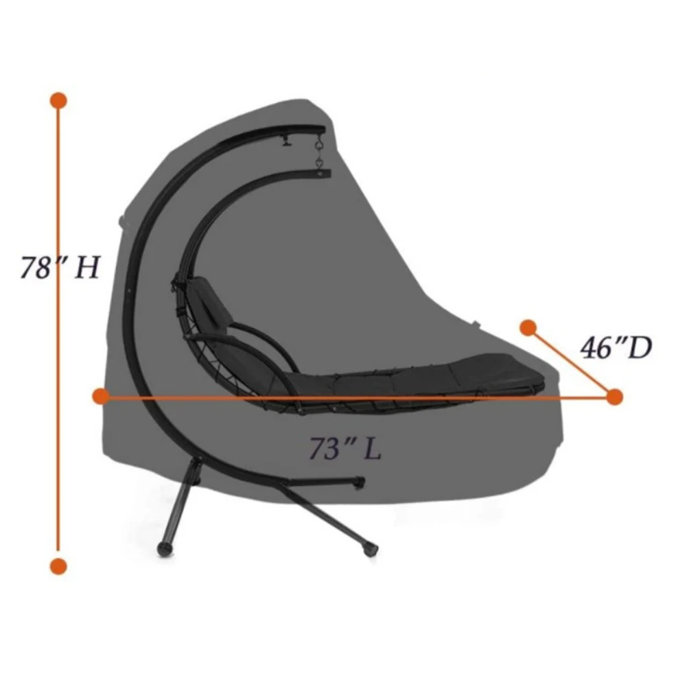 Breathable Hanging Swing Chair Cover for Curved Patio Chaise Lounges with Rear Vent and Dual Drawstring System