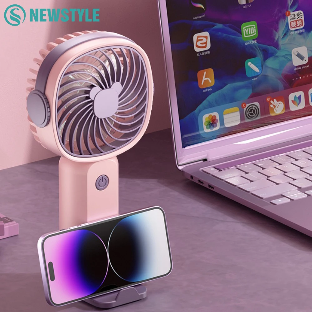 

Mini Portable Fan USB Rechargeable with Mobile Phone Holder Portable for Long Battery Life Outdoor Travel Home Office use Small