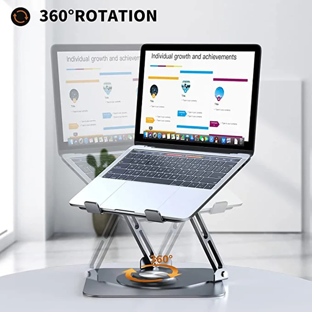 Foldable Notebook Holder 360 Rotating Cooling Bracket Support Portable Liftable Laptop Holder Rack Aluminum Alloy for 10-17 Inch