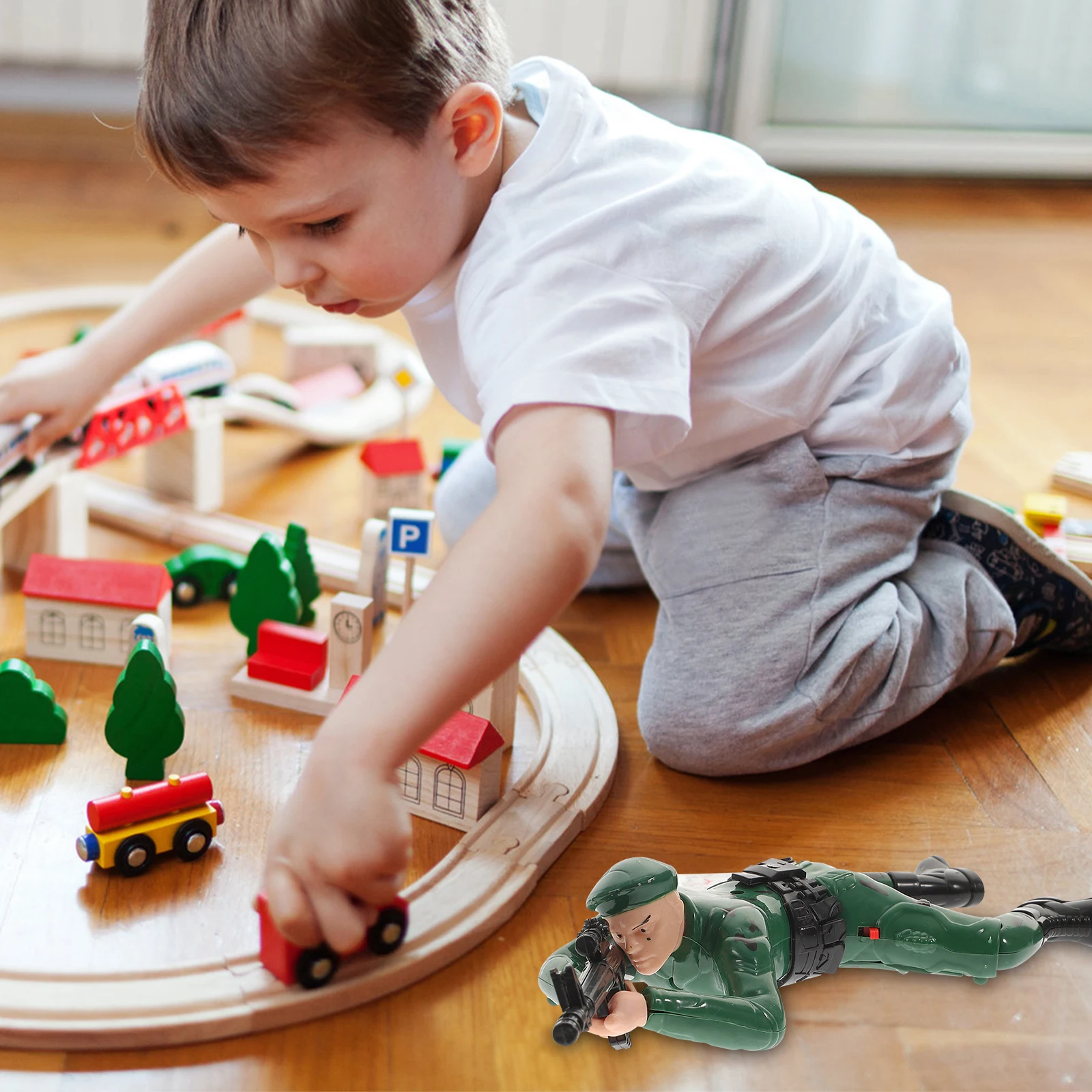 

2pcs Electric For Plastic Soldiers Early Development Interactive Playthings Crawling Baby Boys Action Figures