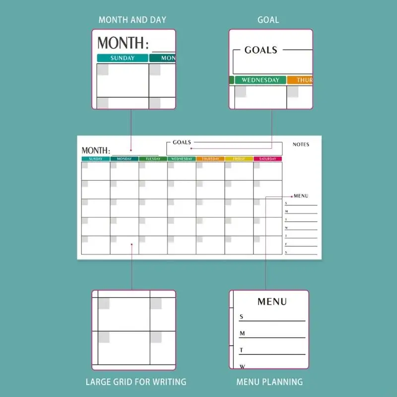 

Monthly Calendar Easy to Use Reusable Dry Erases Calendar Creative Organization Tool For Work And Study 896C