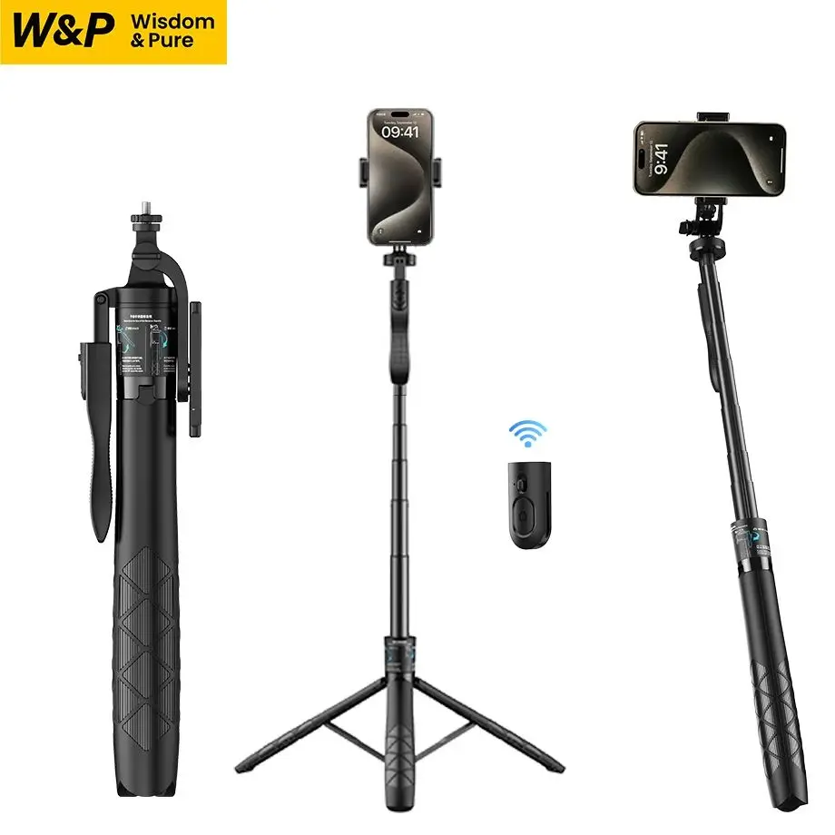 

W&P Selfie Stick Tripod 62.4inch Support 360° Rotation Bluetooth Portable for Photo Short Video for iPhone Android Phone