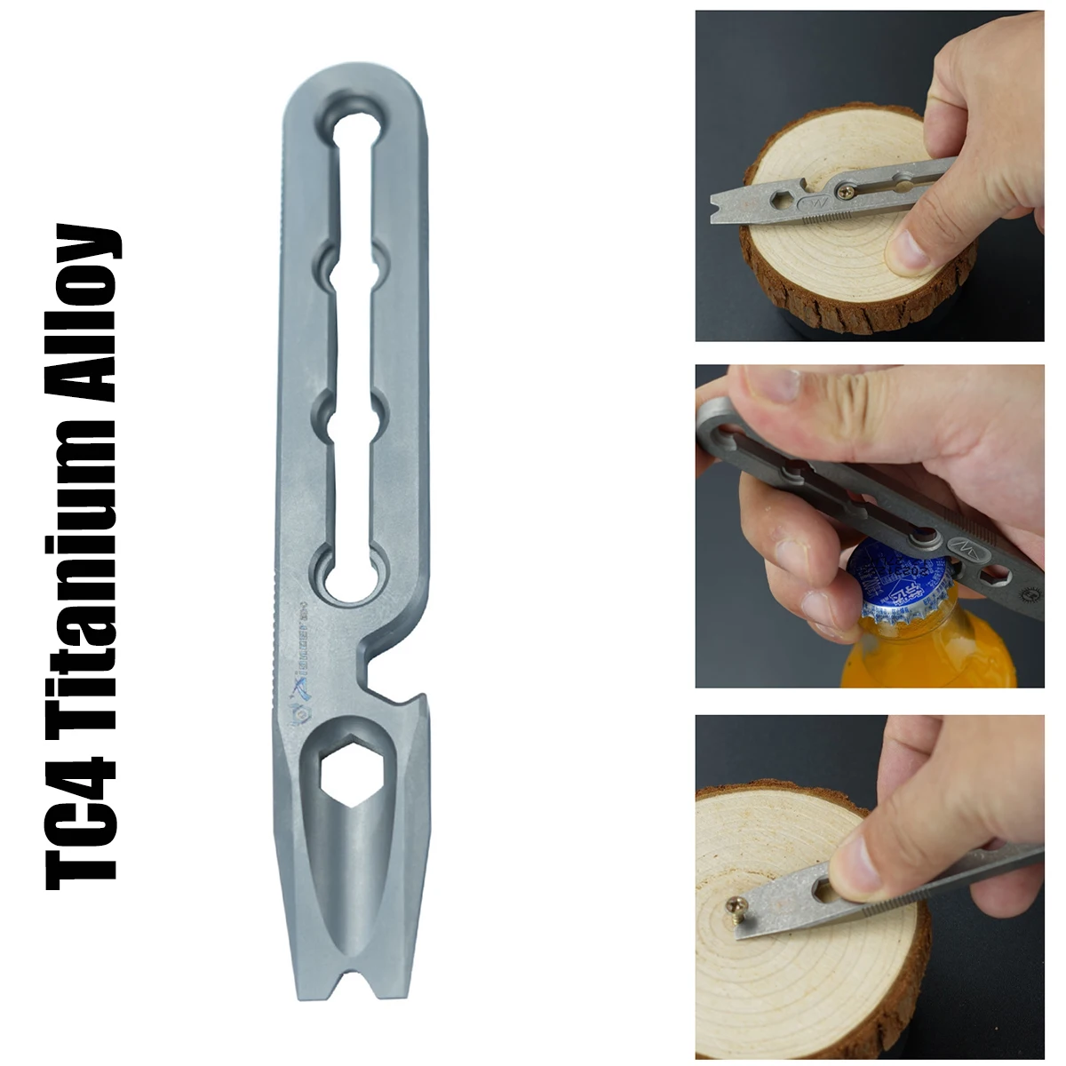 

115mm New TC4 Titanium Alloy Crowbar Outdoor EDC Nail Puller Pry Bar Tool Bottle Opener Camping Self-defense Stick Gadget