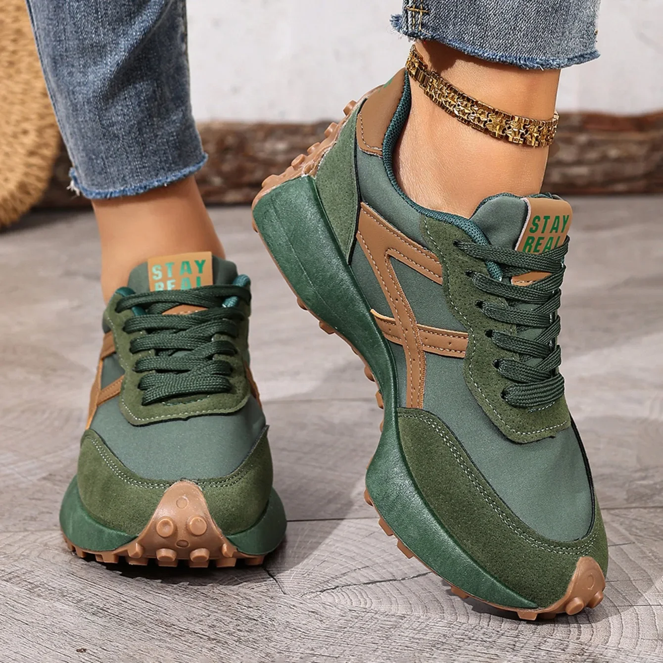 2025 Neue Damen-Sneaker Frühling Casual Schnür-Sportschuhe Luxus-Plattform Rutschfeste Laufschuhe Damen Zapatos De Mujer – Detail 12