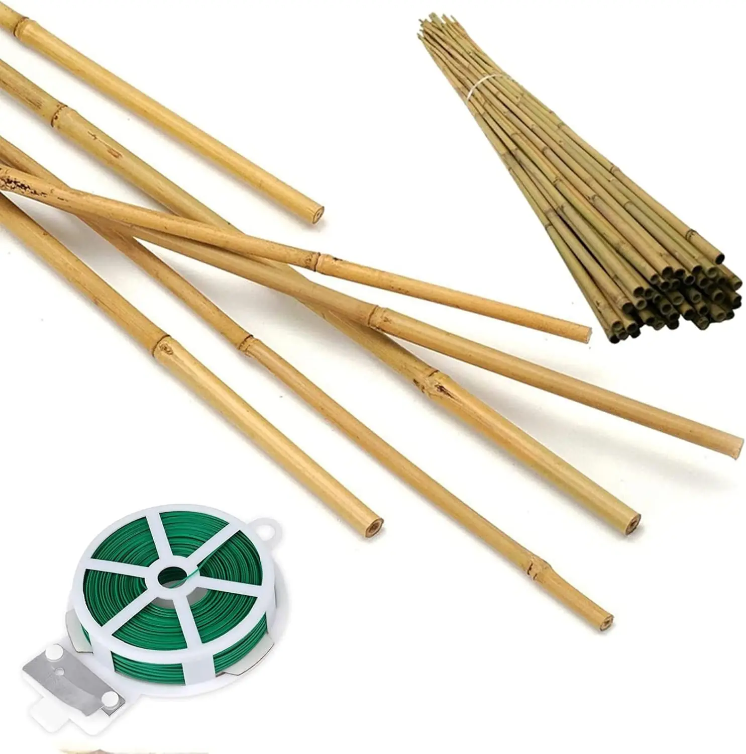 

Bamboo Plant Stakes 6ft for Garden Support, 50 Pack with 8 Sizes 8"-6'