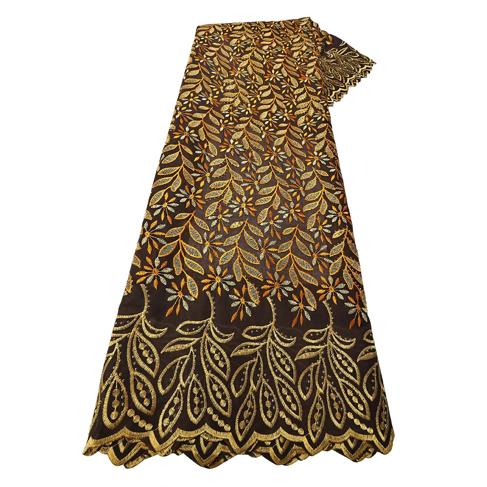

Wholesale African Embroidered Swiss Voile Lace with Stones Latest Sewing Nigeria Garment Cloth All Occasions Fabric