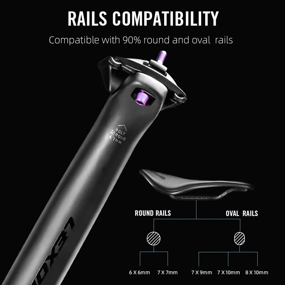 مقعد من Lexon-Ultralight من الكربون ، أنبوب مقعد ، عمود مقعد ، طول ، مناسب لدراجة MTB ، حصى ، دراجة طريق ، مقاسين ، صفين ، g #5