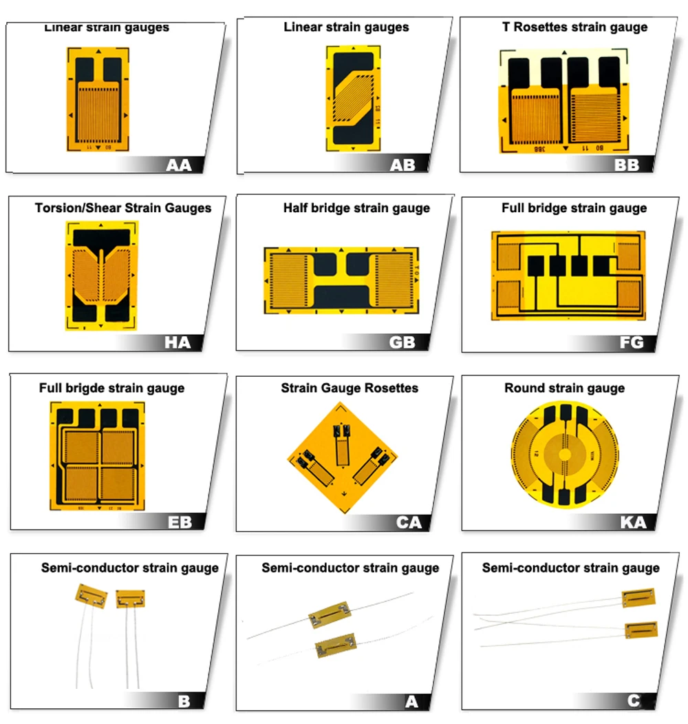 AA Linear Pattern Single Grid Metal Foil Strain Gages High Accuracy Gauge Sensor Constantan Resin For Transducer