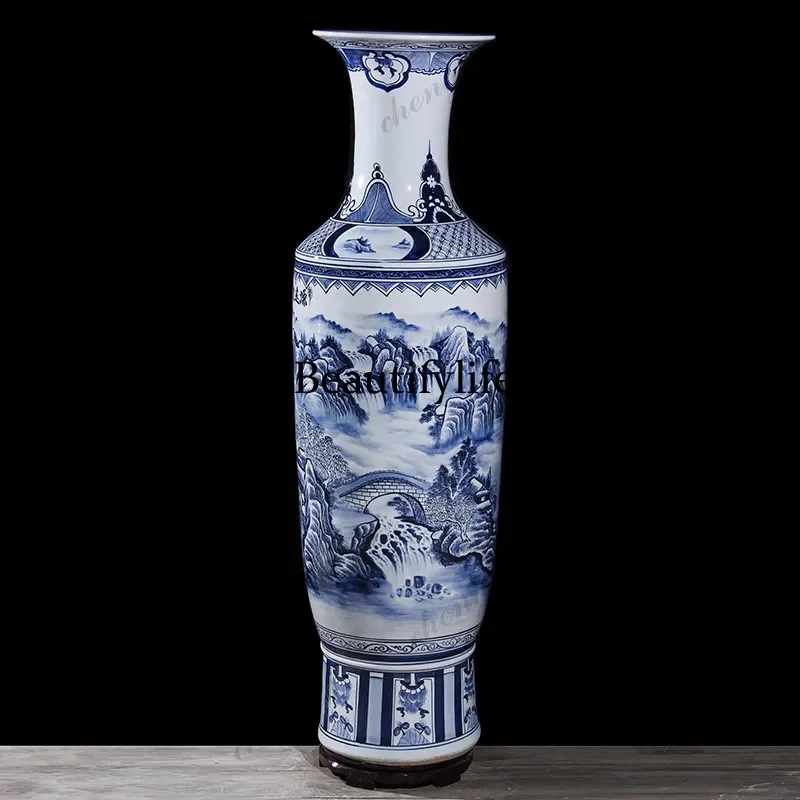 03 Ceramics hand-painted floor-to-ceiling vase, living room flower ornaments, clubs, shops, hotel opening decorations