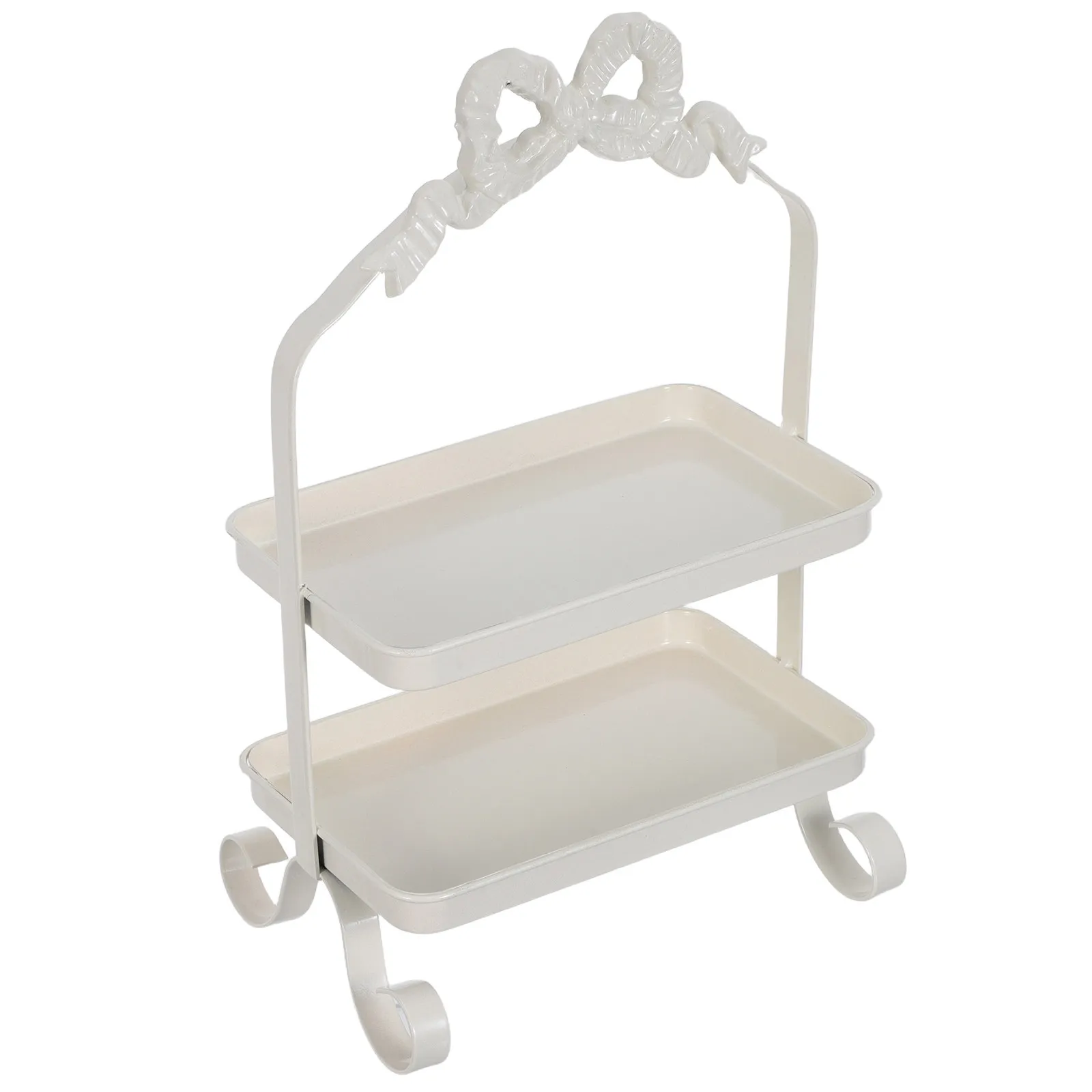 2-Tier Vintage Iron Rectangle Serving Tray Stand Rustic Farmhouse Tiered Dessert Fruit Display Rack for Coffee Bar Kitchen - view 5