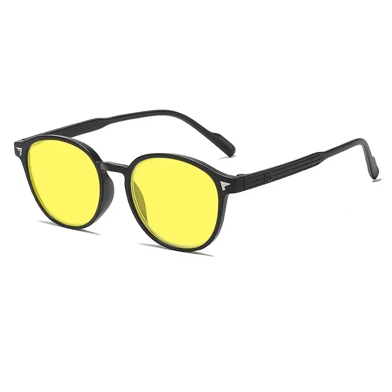 Retro Diamond-Studded Night Vision Anti-Blue Light Glasses Unisex Computer Gaming Yellow Protective Eyewear for Men and Women