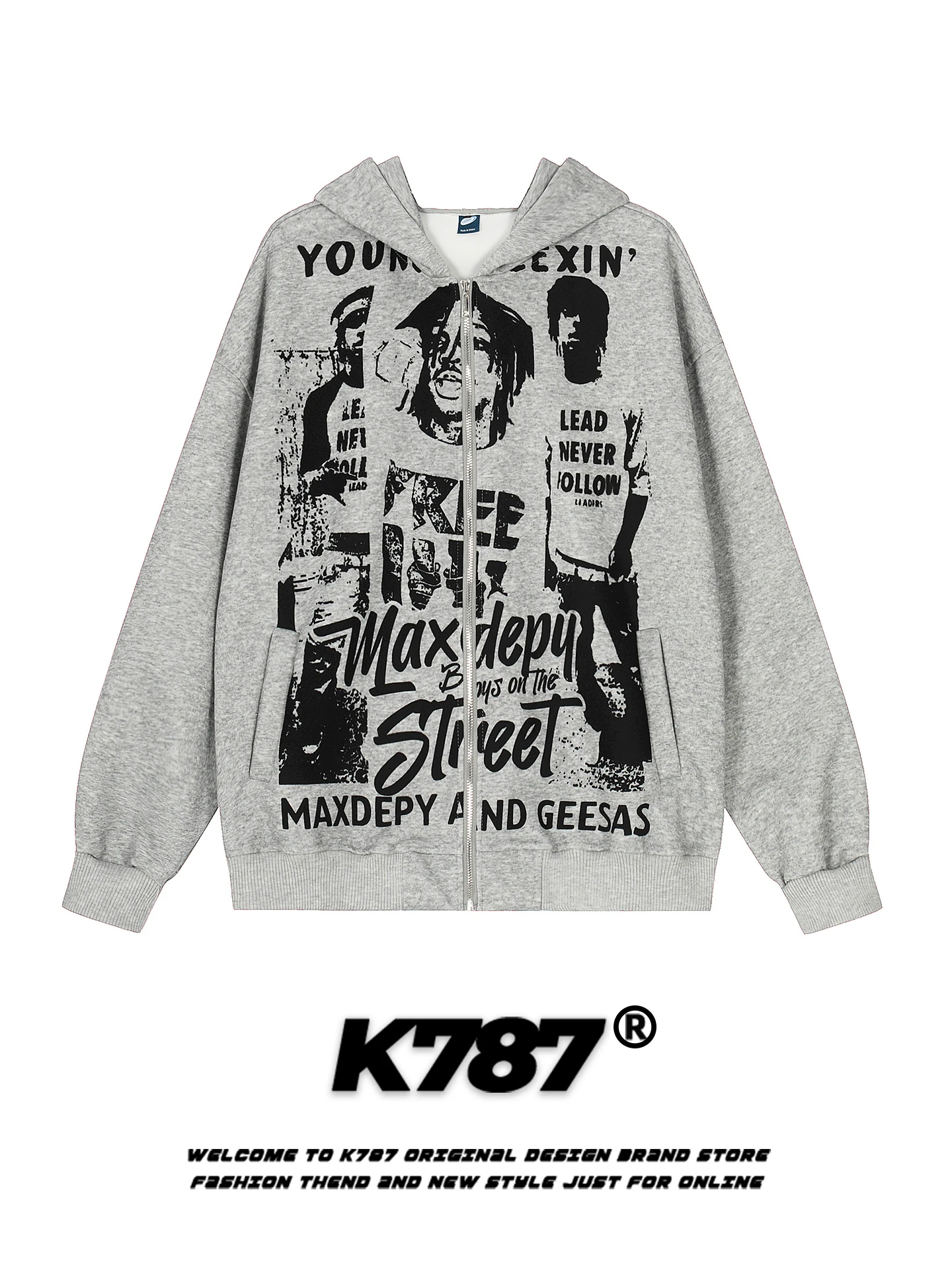 

K787 American Sle Street fiti Hoodie ex Loose Casual Commute Zipper Open Cardigan Jaet Youth Autumn Winter Faion