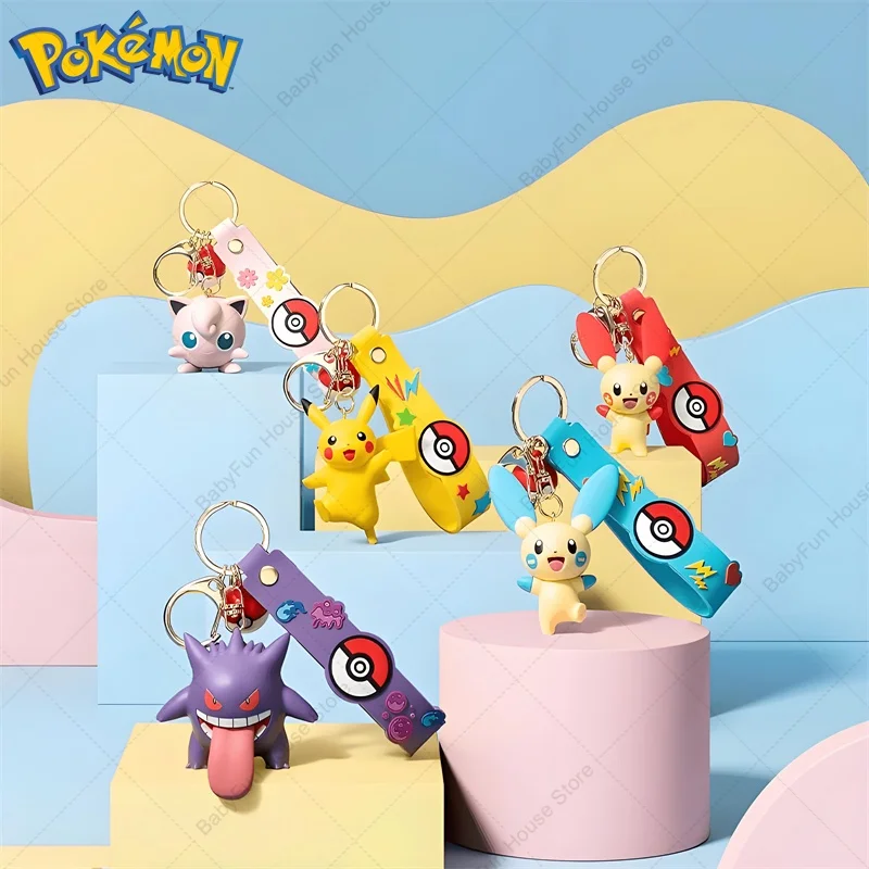 Original pokemon gengar sprigatito mimikyu cubone figura brinquedos chaveiro meowth pikachu jigglypuff fuecoco modelo bonecas chaveiros
