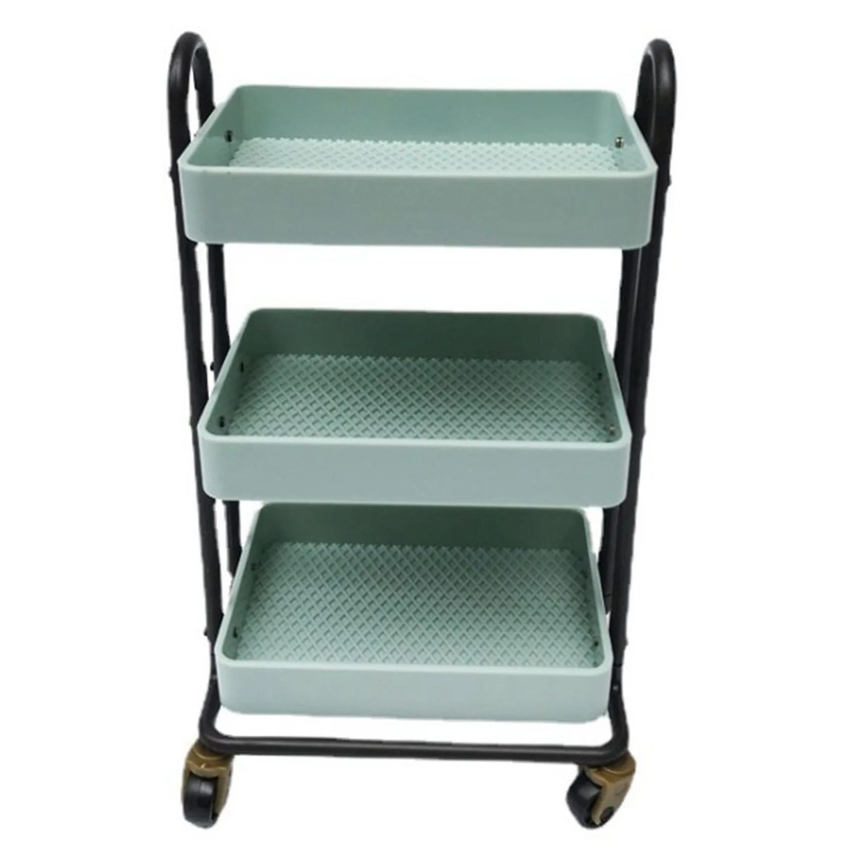 1/6 3 Tier Mini Simulation Trolley Storage Rack Doll House Kitchen Furniture with Wheels Doll House Accessories Blue