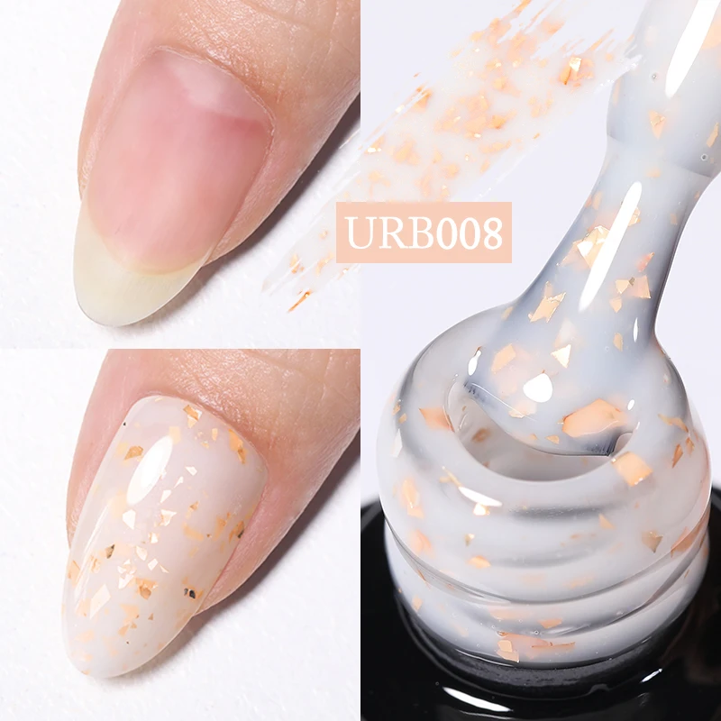 UR SUGAR Smalto per unghie gel con base in gomma glitter oro Fiocchi rosa oro Gelatina bianca latte Semi permanente UV LED Smalto gel per nail art