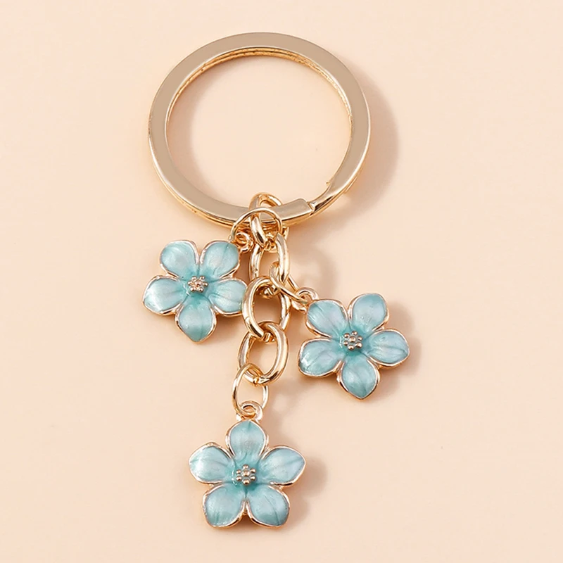 Lindo llavero de flor esmaltada mujeres niñas Sakura flor llavero colgantes para bolso decoración DIY joyería hecha a mano regalos