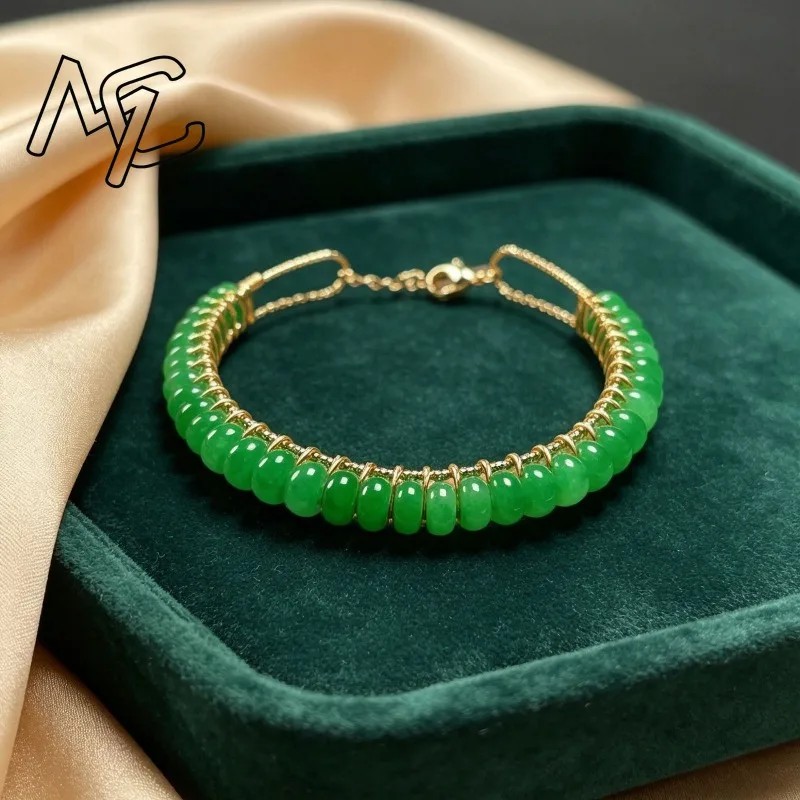 Natural Dry Blue Jade Abacus Bead Bracelets Women Amulets Charms Designer Jewelry White Bead Amulet Stone Accessories Man - view 3