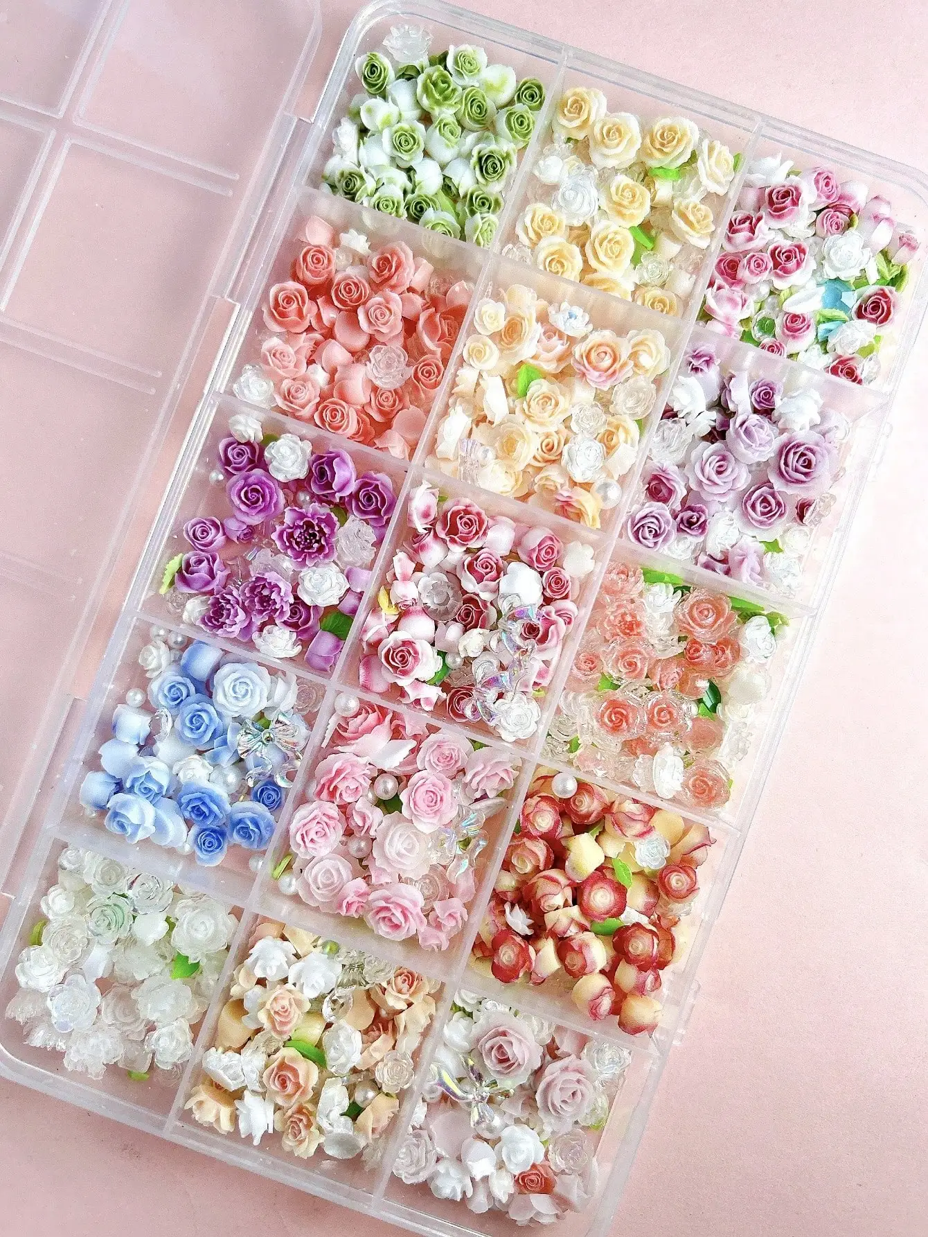 Double-Color Camellia Peony Resin Nail Charms For DIY Manicure Crafts