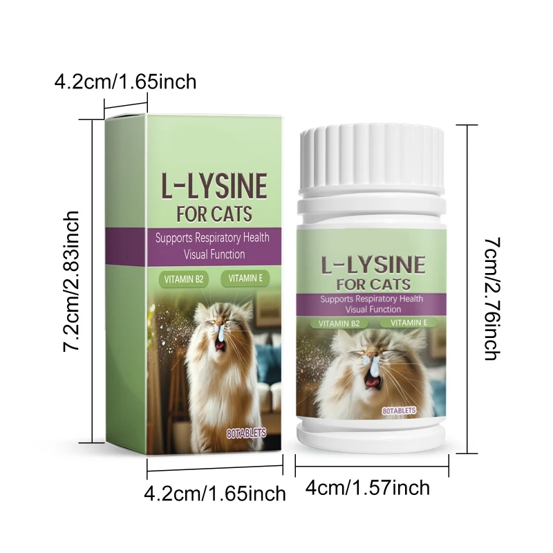 SZWA Pet Health L Lysine AminoAcid Support for Cats Dog Respiratory Health 80 Tablets