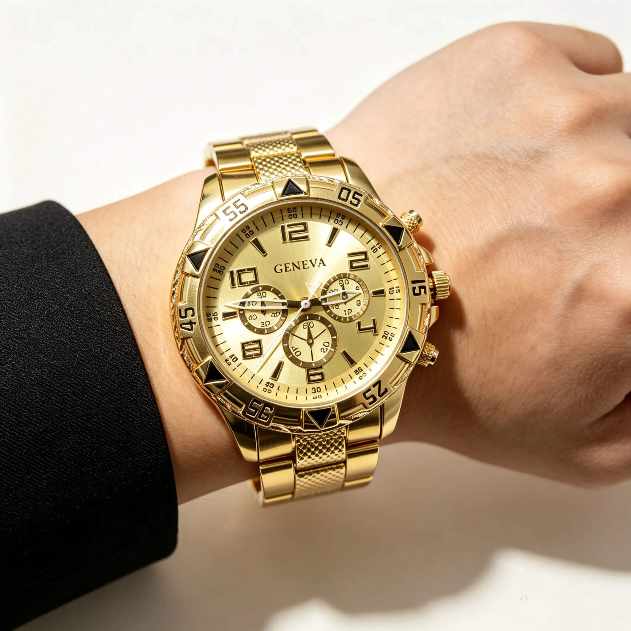 Classic Round Men's Stainless Steel Bracelet Night Light Calendar Luxurious and Fashionable Quartz Men's Water-Resistant Busines