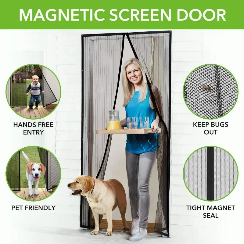 Anti-Mosquito Net Summer Automatic Closing Magnetic Mosquito Net Invisible Door Mesh Anti Bug Fly Partition Curtain Magic Mesh