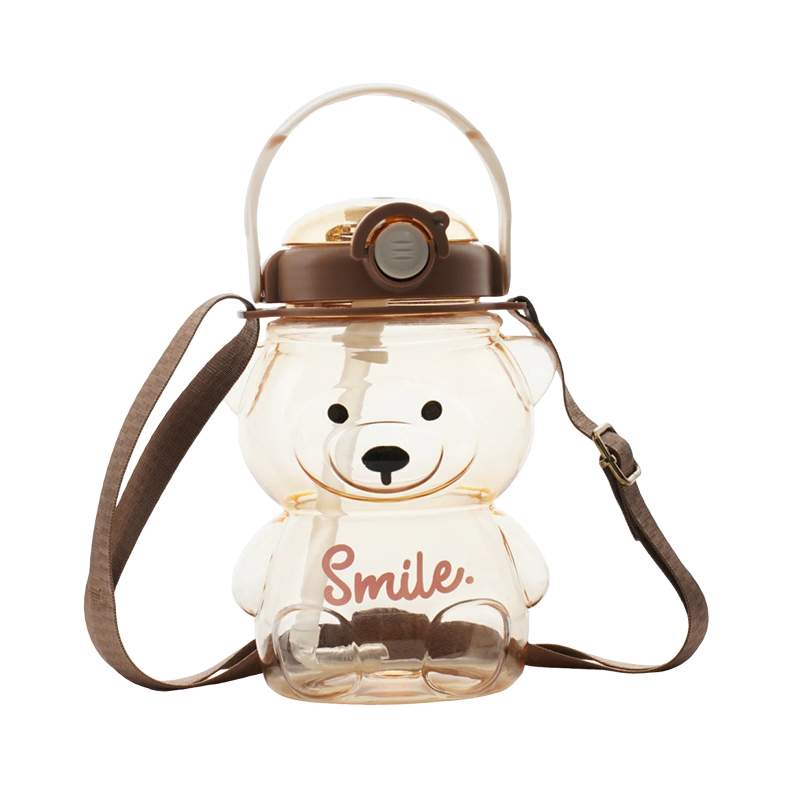 Drinking Cup Tumbler with Adjustable Shoulder Strap Bear Design Portable Cup for Daily Office Work Outdoors Leisure Occasions