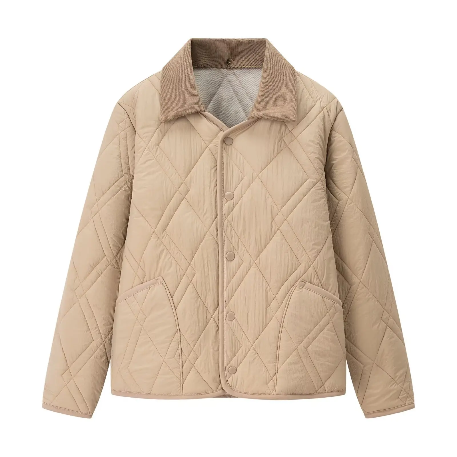 

Осень-зима, хлопковая стеганая зимняя парка, стильное стеганое пальто-пуховик с воротником, флисовая тонкая верхняя одежда с длинными рукавами, теплая шерстяная хлопковая куртка