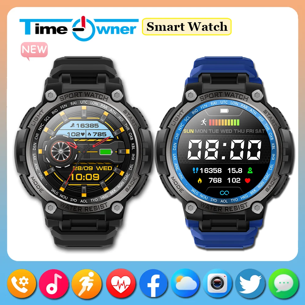 Time Owner New 1.53” LCD Smartwatch HD Bluetooth call Sports Watch Outdoor Compass Altimeter Travel pedometer Smart Watch