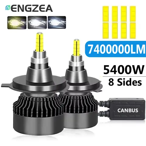 ENGZEA 7400000LM 5400W H4 H11 LED 360 Canbus 9012 H7 H1 H3 H8 D1S D2S 4300K HB3 9005 HB4 9006 Led Faro per auto 6000K Nebbia 12V
