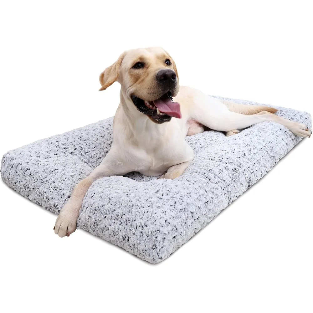 

Washable Dog Bed Deluxe Plush Dog Crate Beds Fulffy Comfy Kennel Pad Anti-Slip Pet Sleeping Mat for Large,