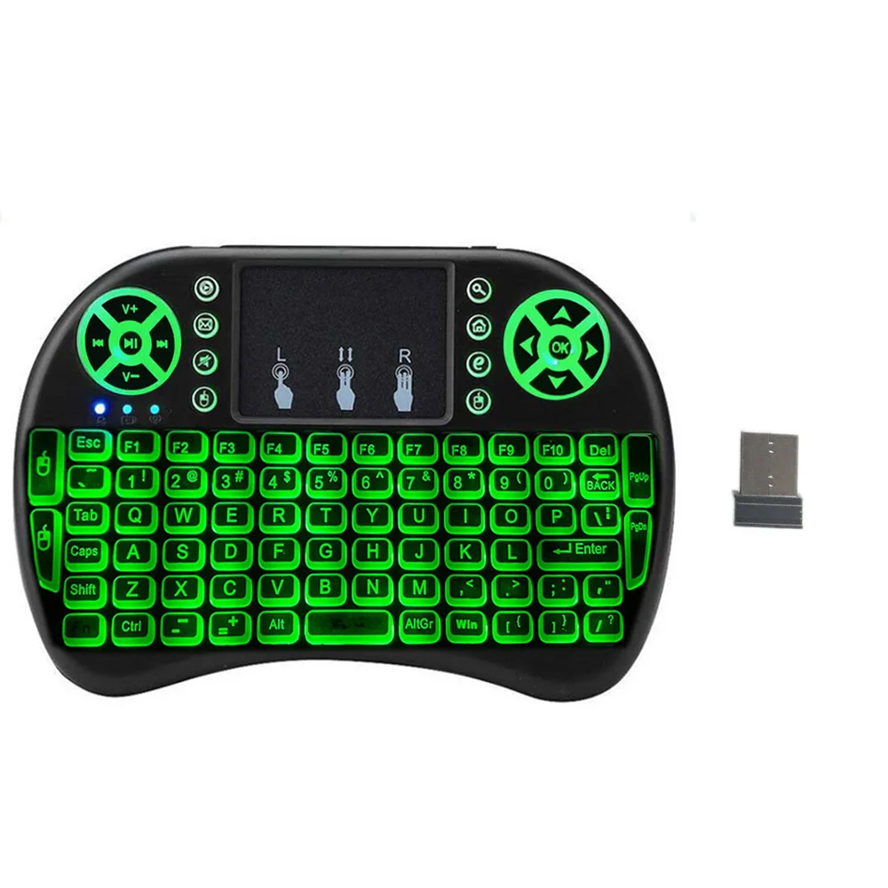 Backlight inglês russo francês espanhol portugal fly air mouse 2.4g touchpad para android tv box pc i8 mini teclado sem fio