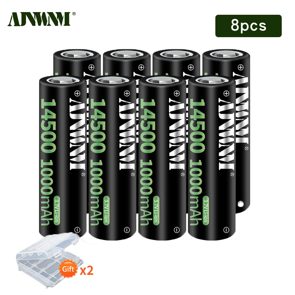 4PCS 14500 1000mAh batterie ricaricabili 3.7V Li-lion batterie AA per torce a LED fari AA 14500 batteria