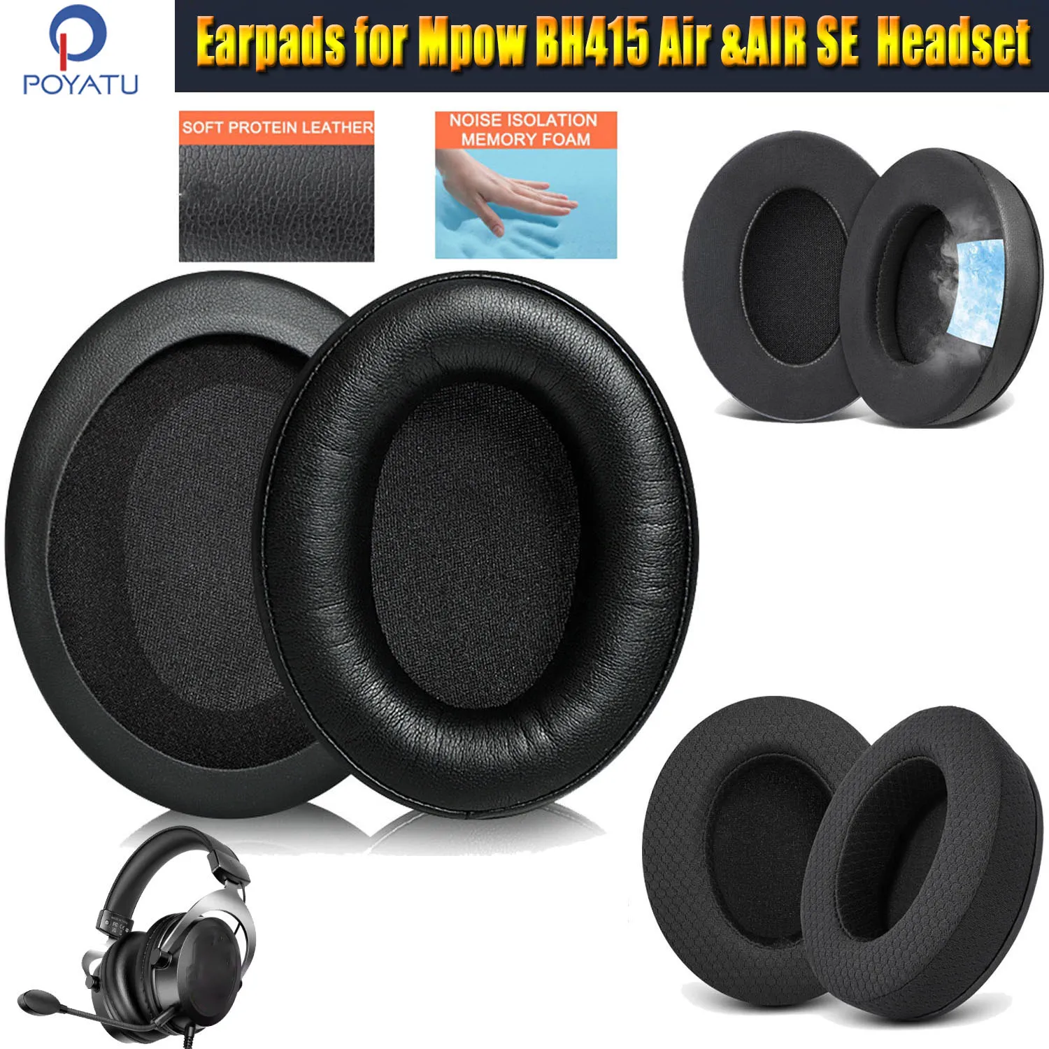 Подушечки для наушников Mpow BH415/Air/AIR SE, игровая гарнитура, сменные амбушюры, подушечки, чехол для наушников и чехол для наушников
